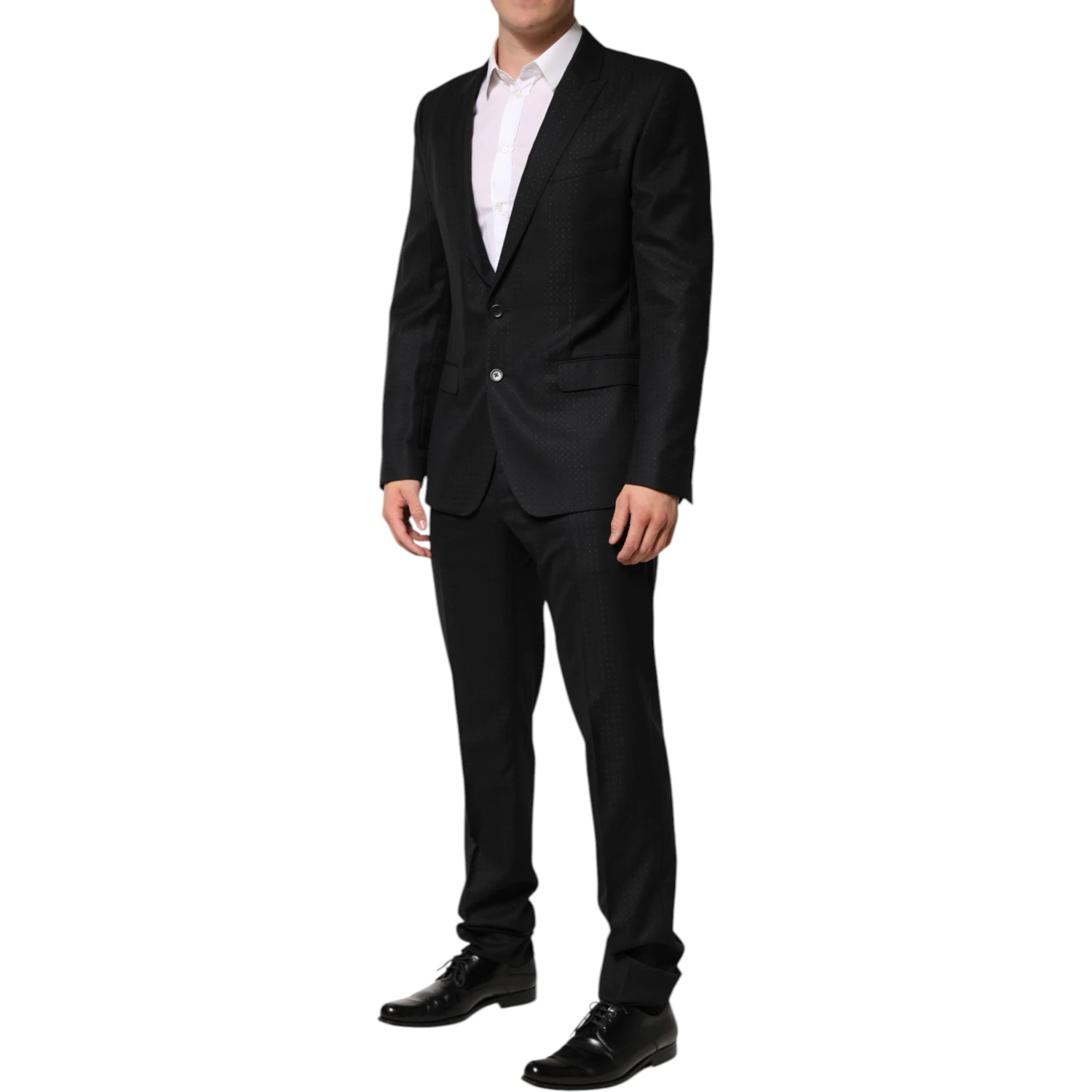 Black Jacquard Single Breasted 2 Piece Suit