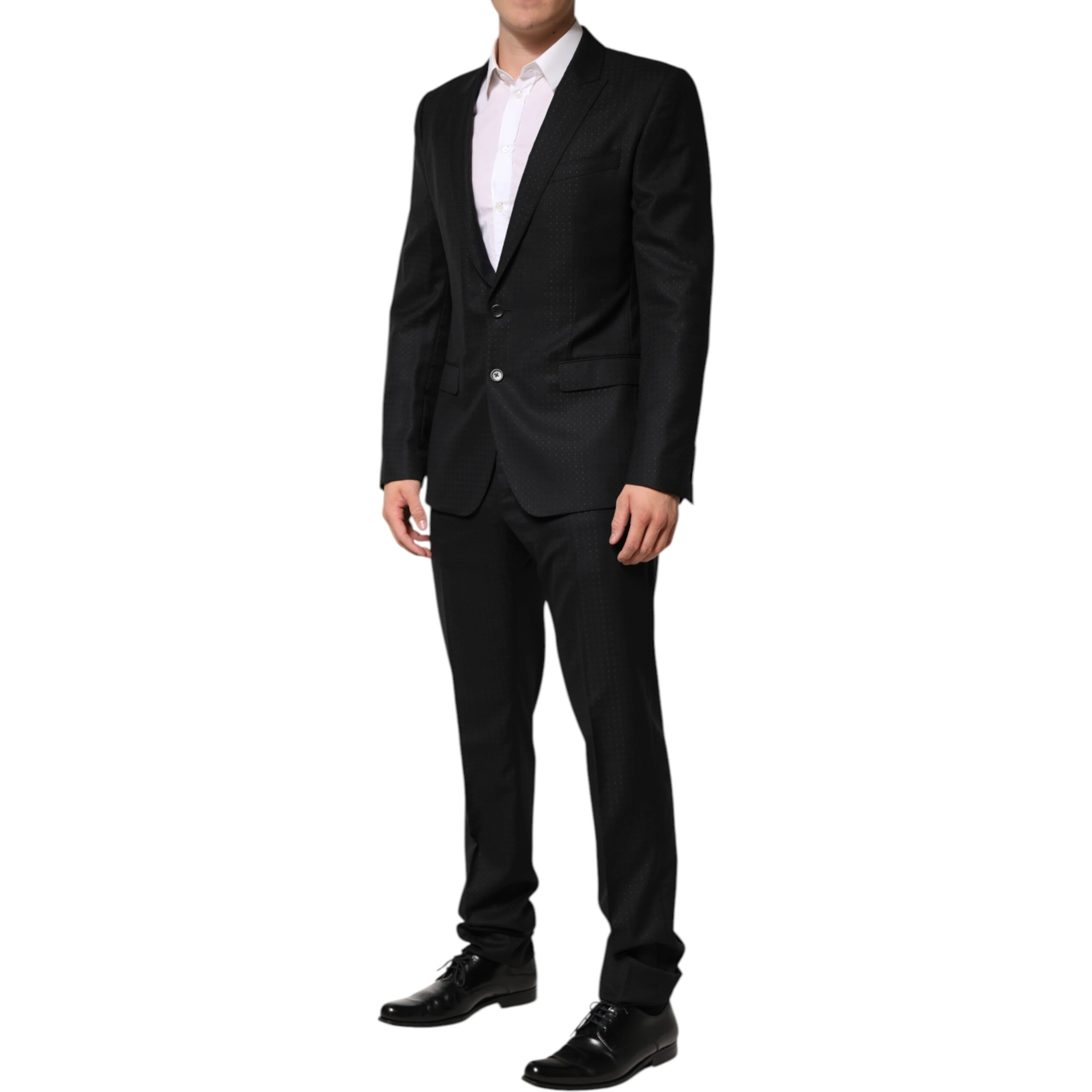Black Jacquard Single Breasted 2 Piece Suit