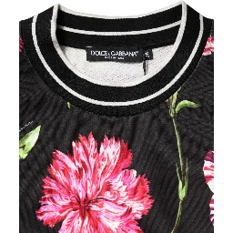 Black Floral Print Cotton Short Sleeves Top