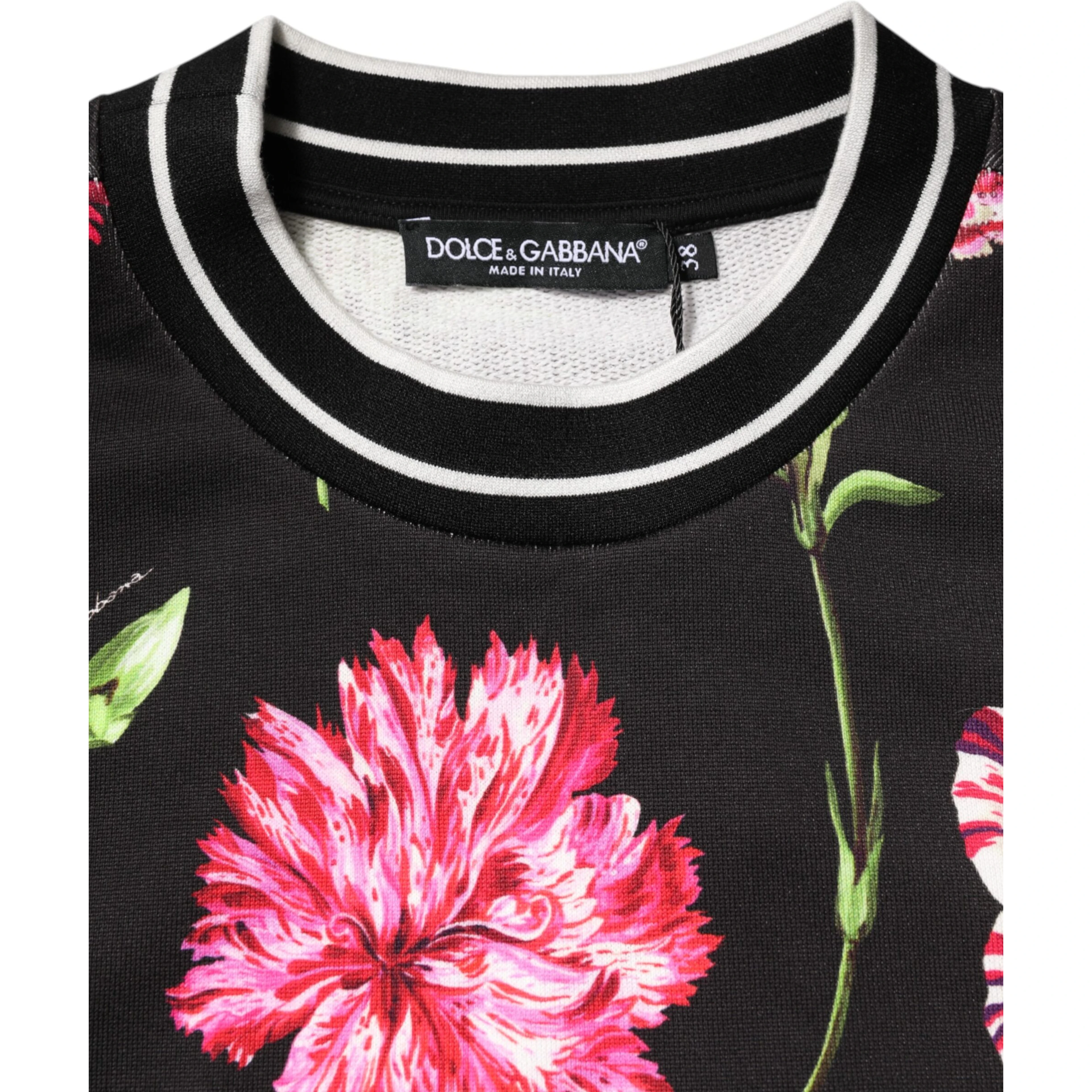 Black Floral Print Cotton Short Sleeves Top