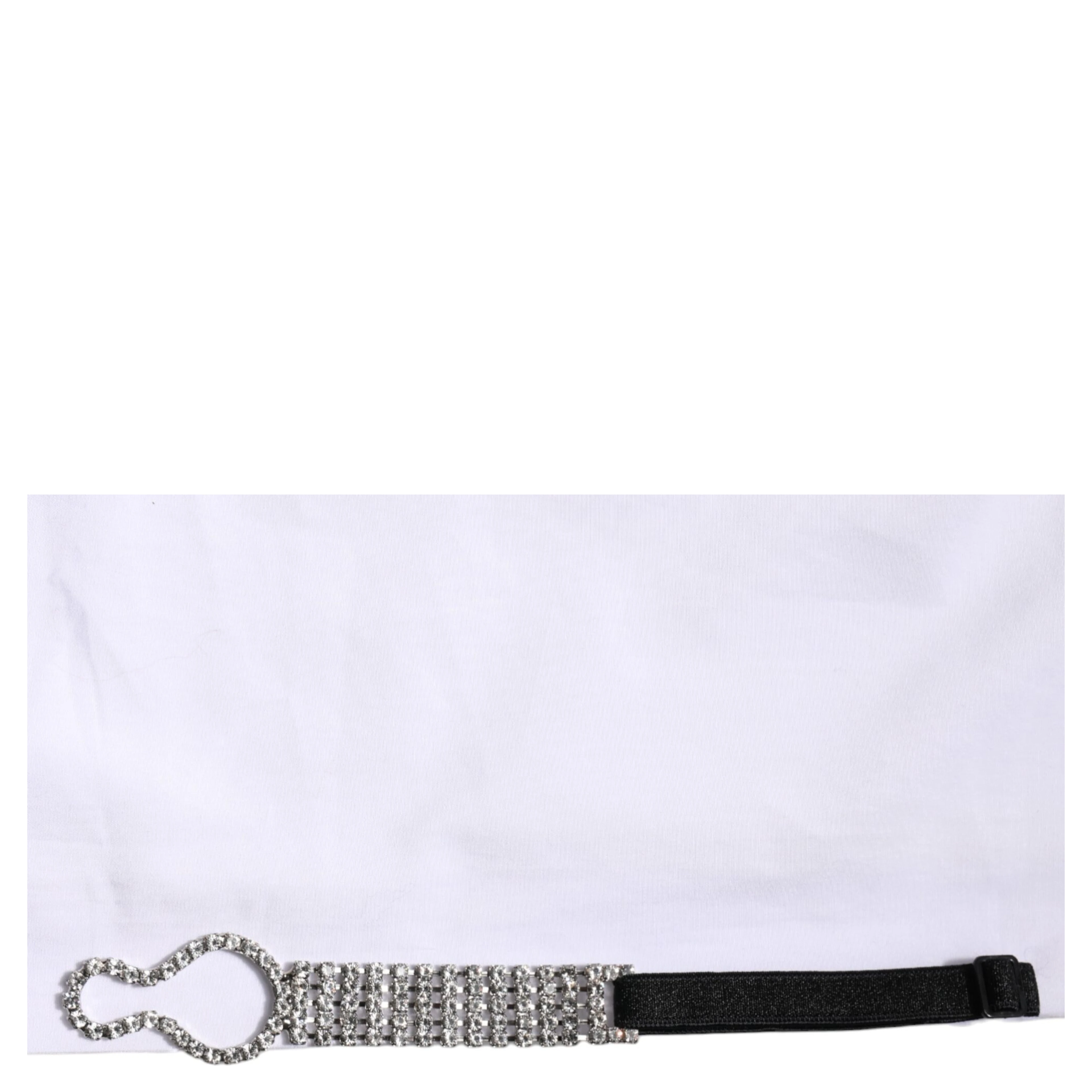 White Crystal Embellished Collared Shirt Top
