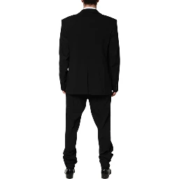 Black Cotton Single Breasted 2 Piece Suit
