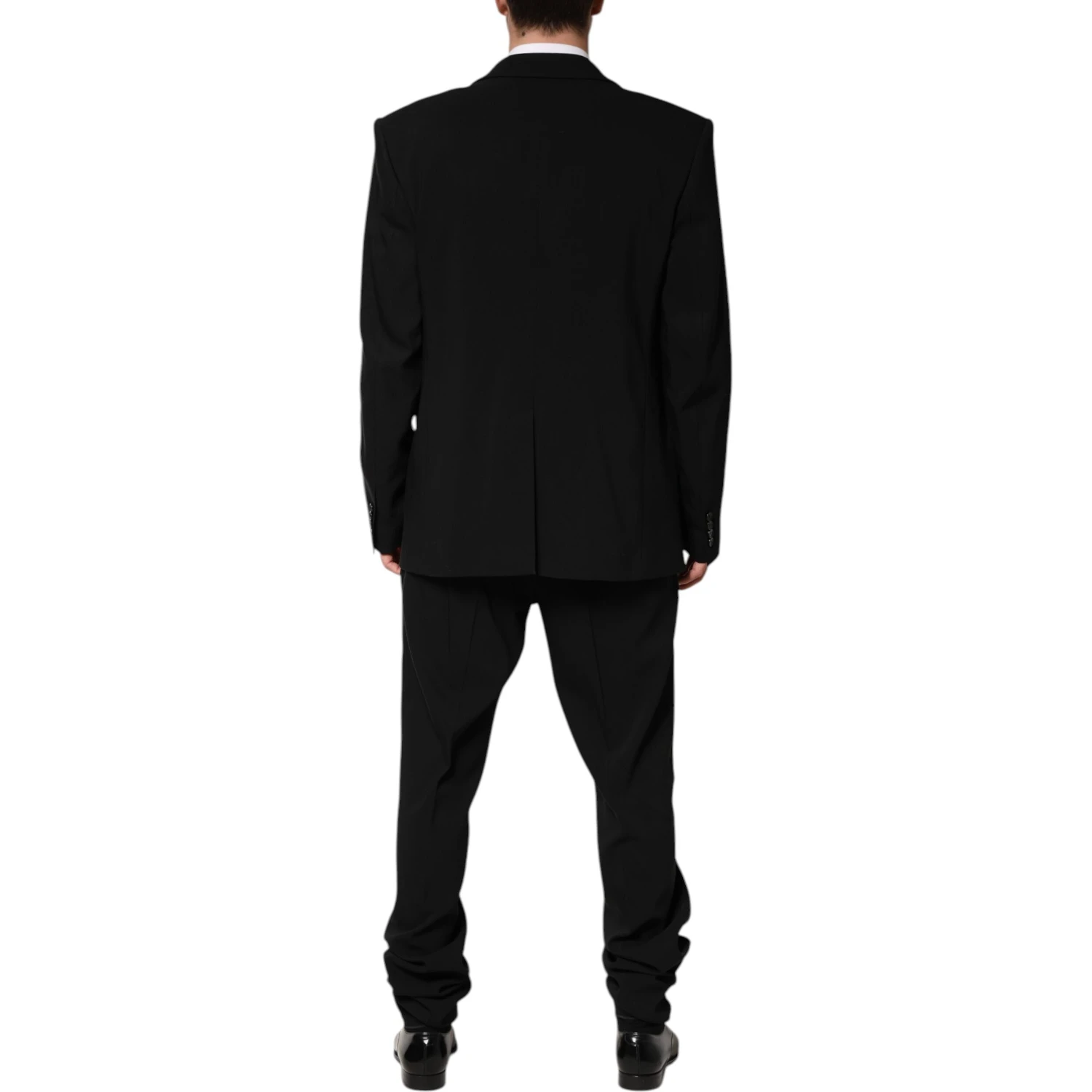 Black Cotton Single Breasted 2 Piece Suit