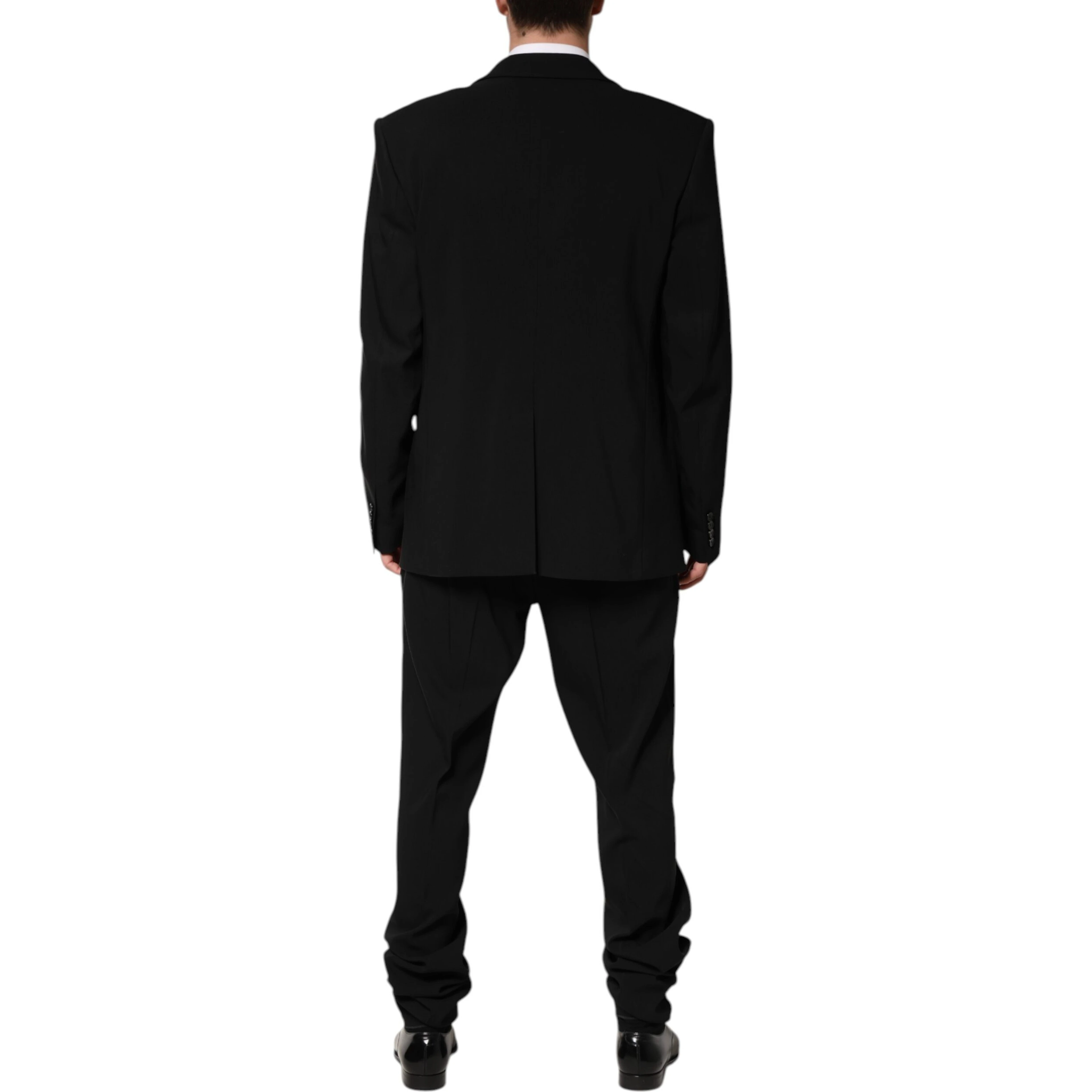 Black Cotton Single Breasted 2 Piece Suit