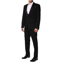 Black Wool 3 Piece Single Breasted Suit