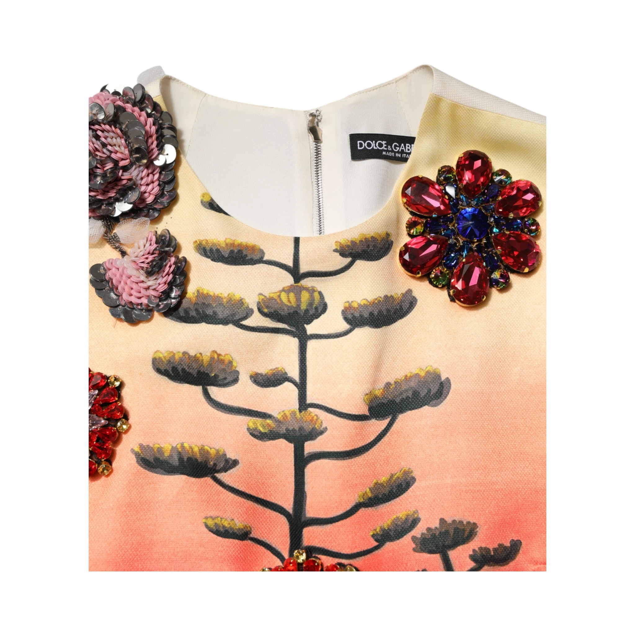 Multicolor Crystal Embellished A-line Mini Dress