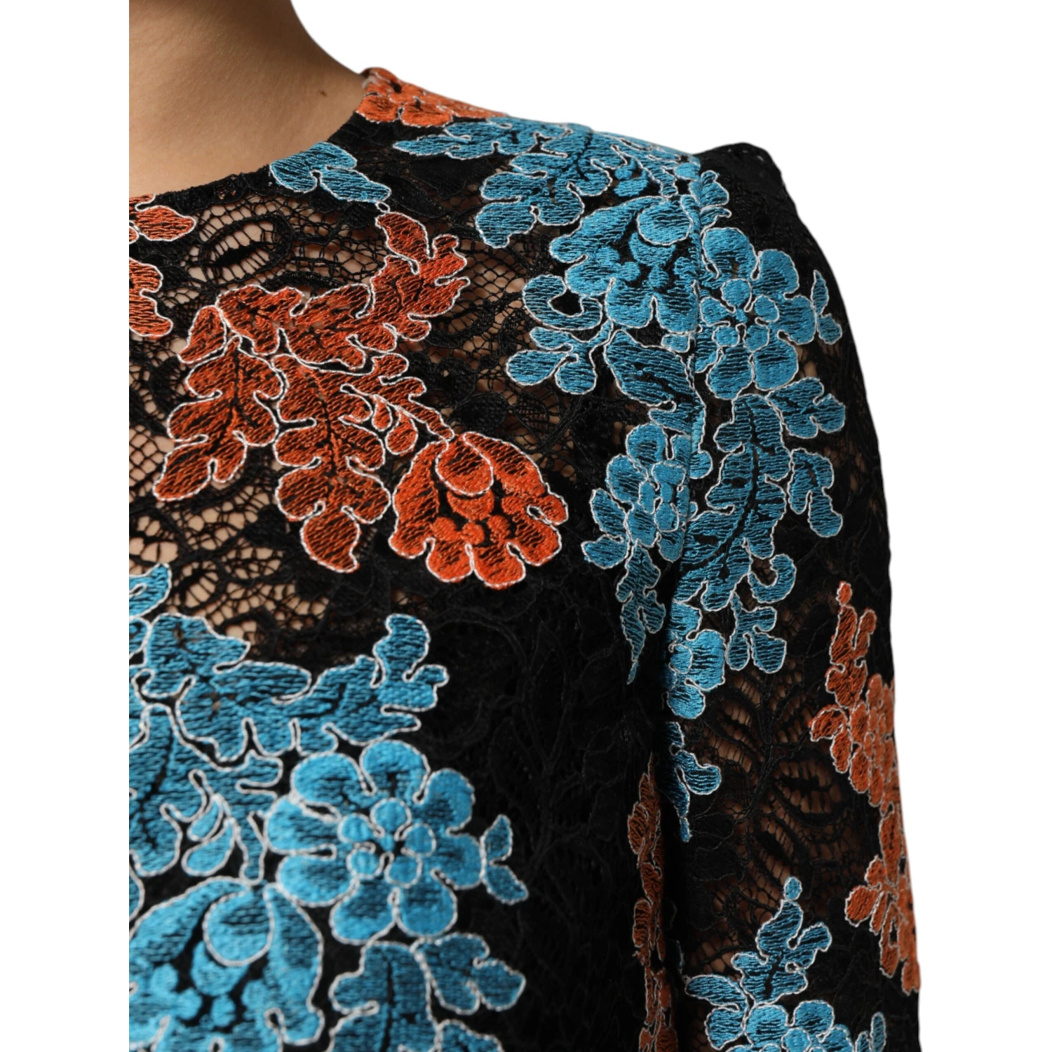 Multicolor Floral Embroidery Shift Mini Dress