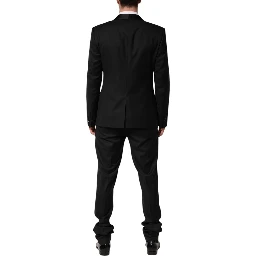 Black Wool Men Single Breasted 2 Piece Suit