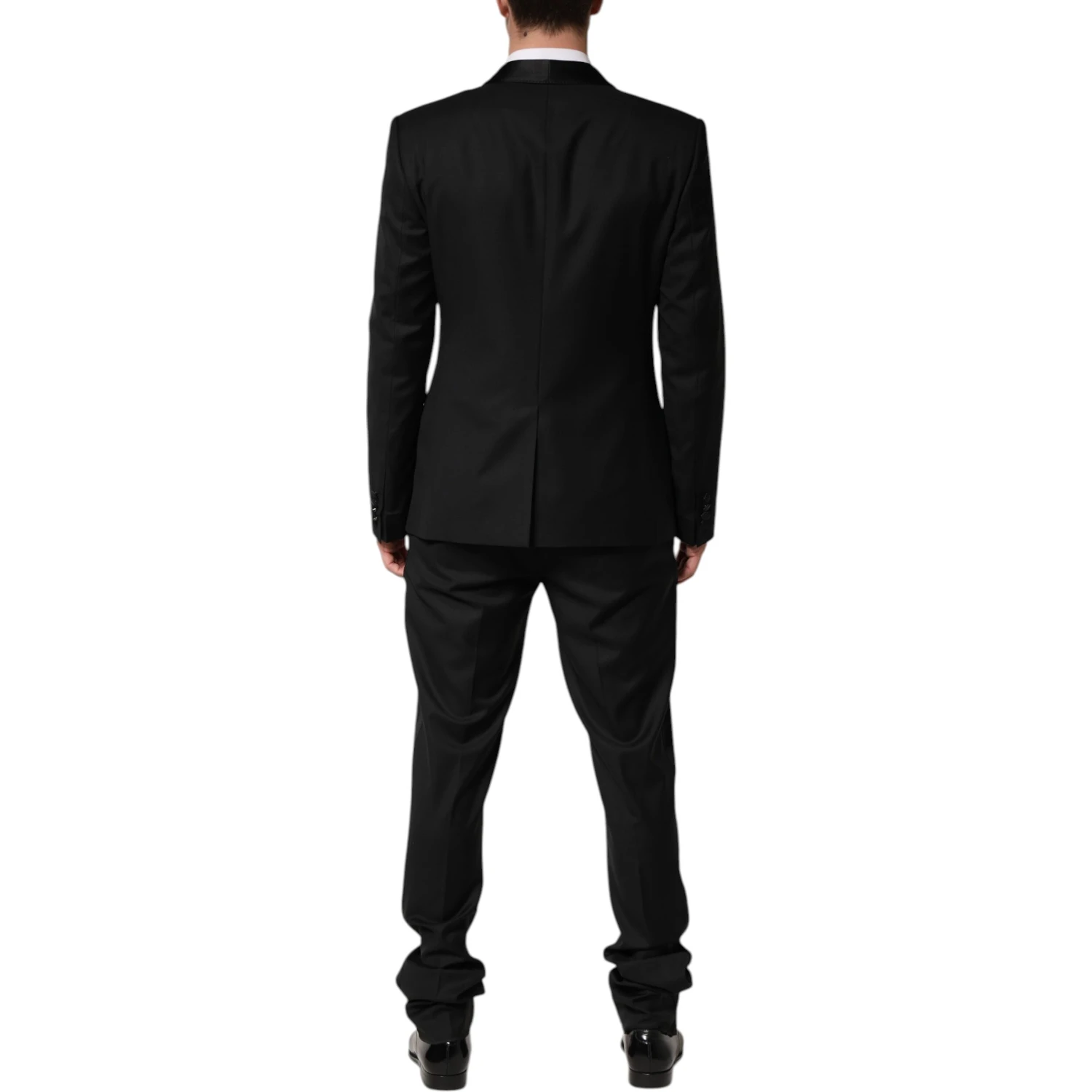 Black Wool Men Single Breasted 2 Piece Suit