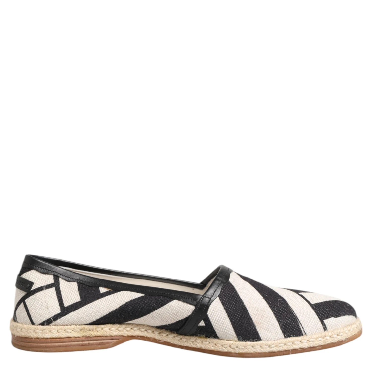 Black White Stripes Flat Espadrille Shoes