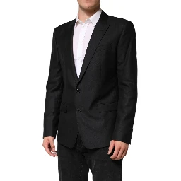 Black Wool Single Breasted Jacket Blazer