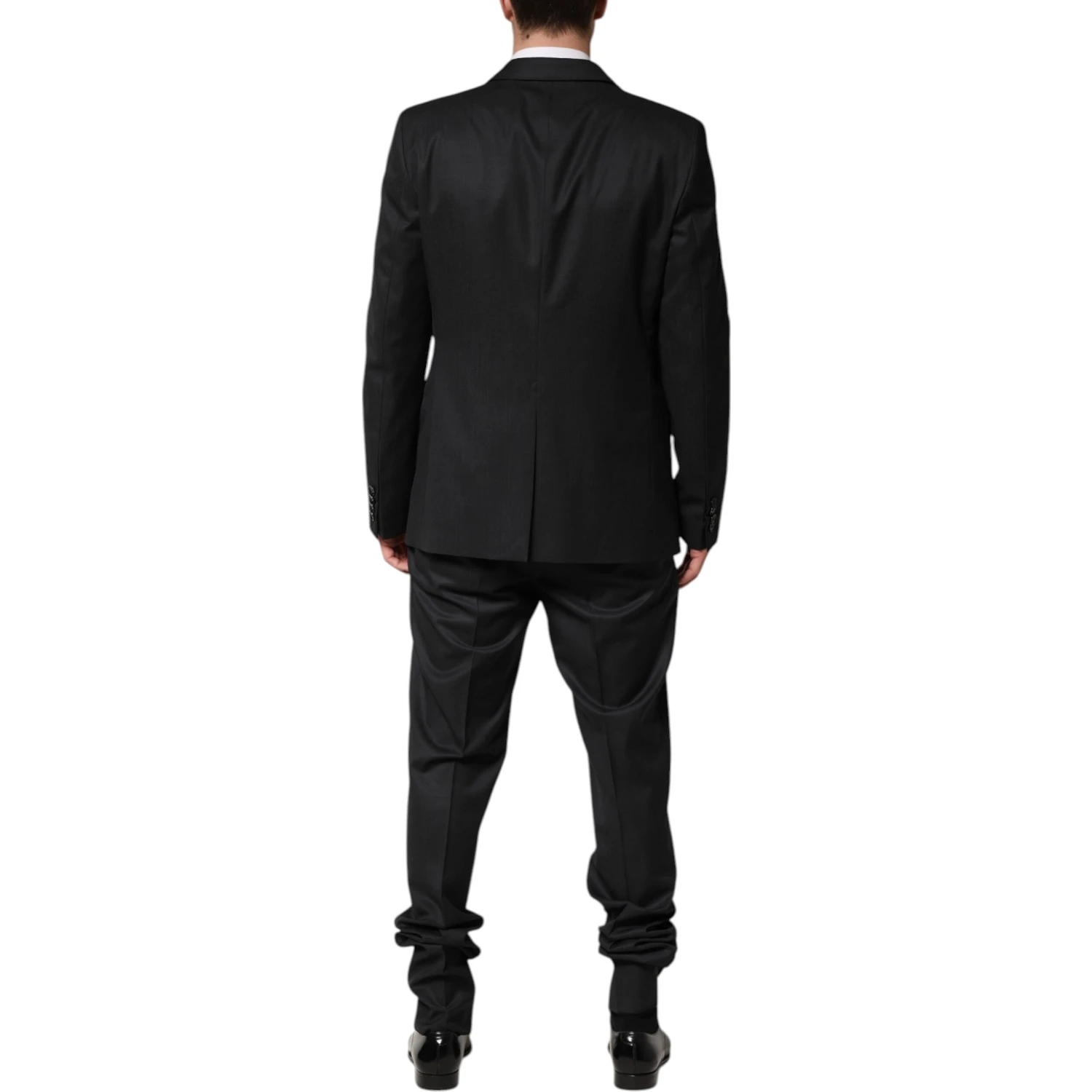 Dark Gray Wool Single Breasted 2 Piece Suit