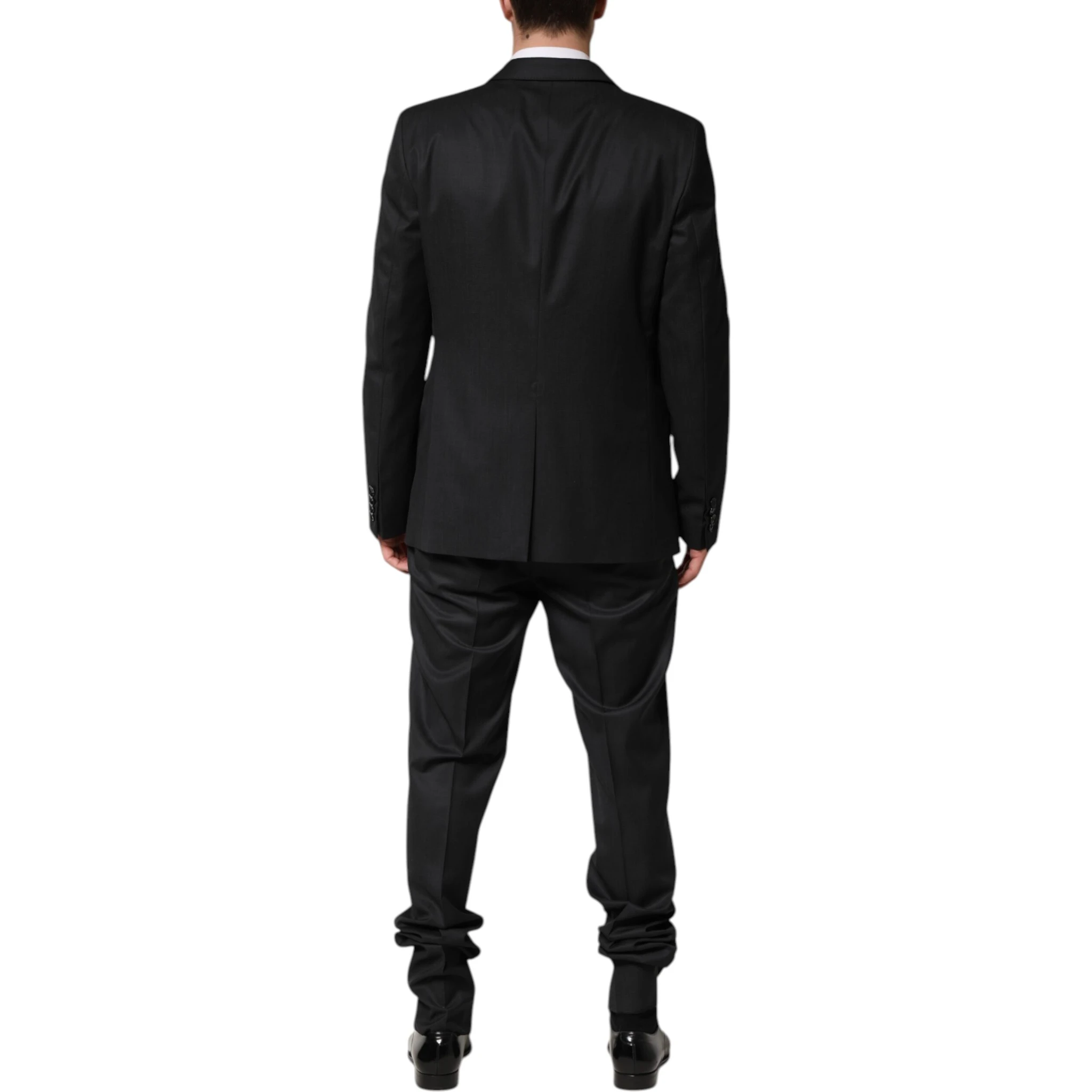 Dark Gray Wool Single Breasted 2 Piece Suit