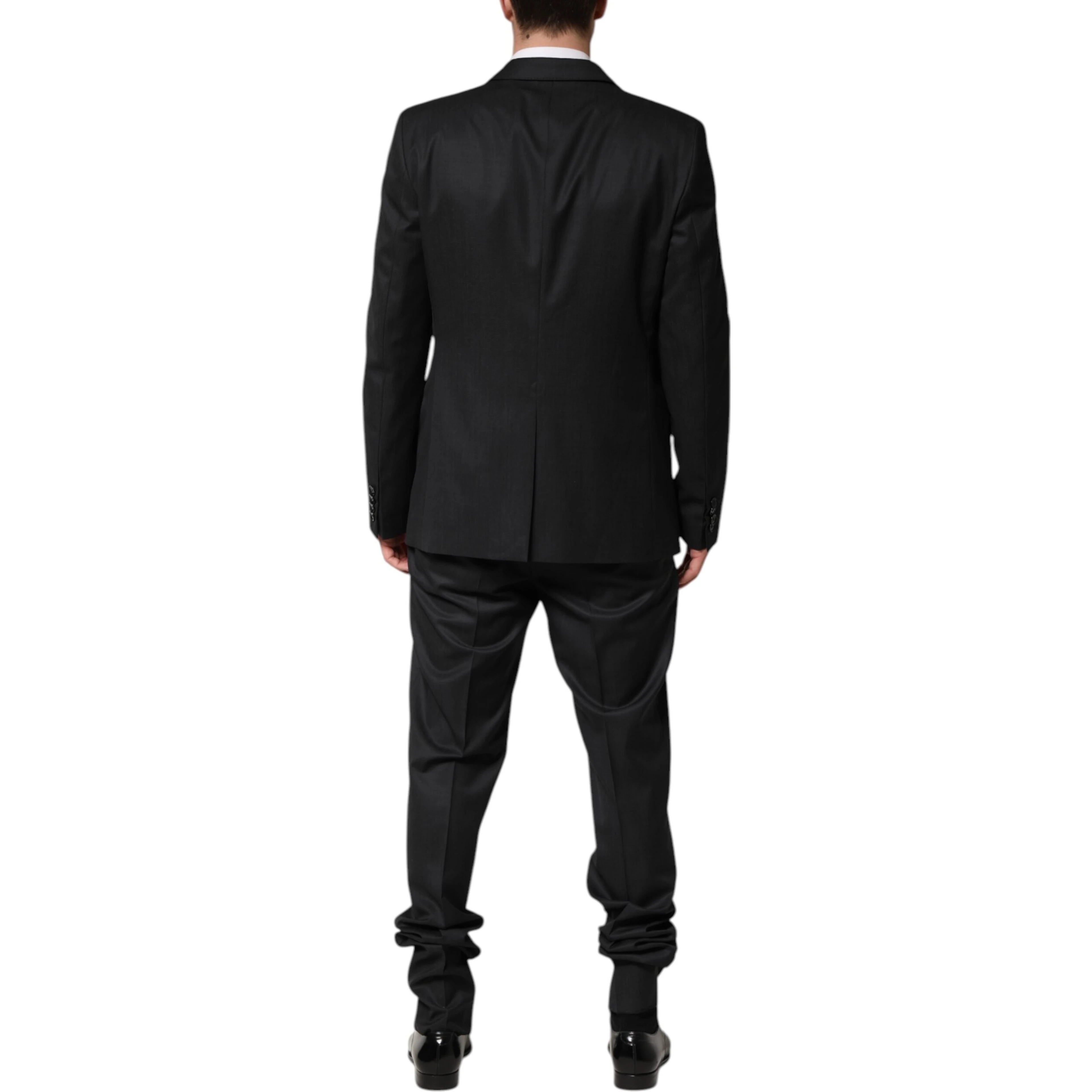 Dark Gray Wool Single Breasted 2 Piece Suit