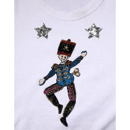 White Cotton Sequin Embellished Top T-shirt