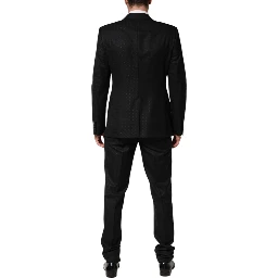 Black Jacquard Single Breasted 2 Piece Suit
