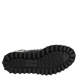 Black Studded Lace Up Mid Calf Boots Shoes