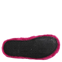 Pink Acrylic Faux Fur Mens Flats Sandals Shoes