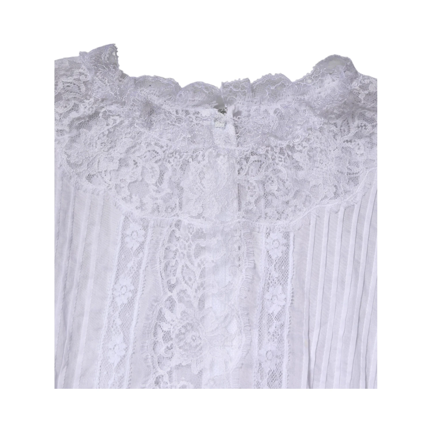 White Cotton Floral Lace Long Sleeves Top