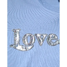 Blue Love Story Sequined Embellished Short Sleeves T-shirt