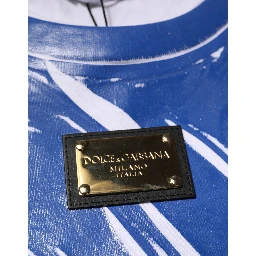 Blue White Cotton Logo Plaque Women Tank Top