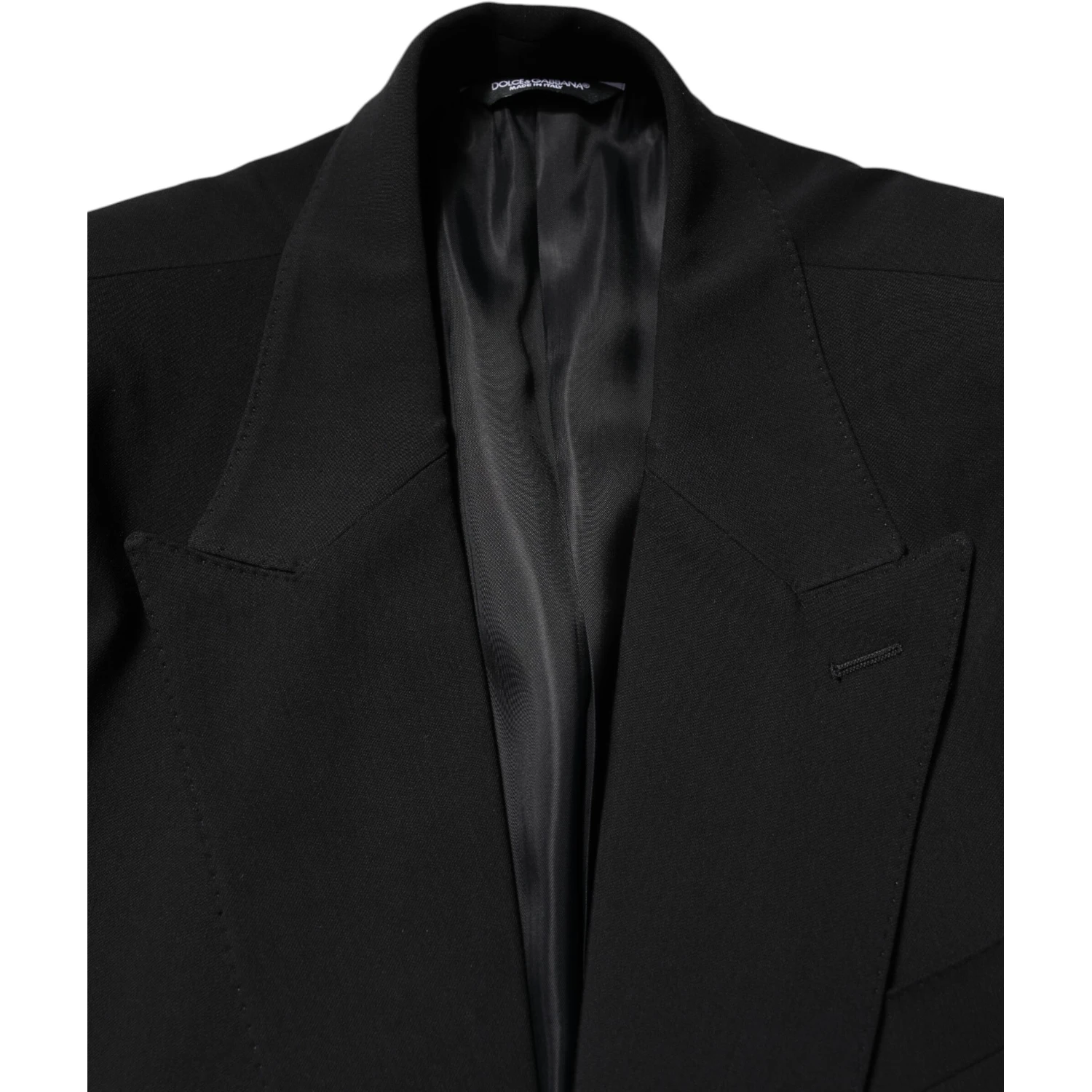 Black Cotton Single Breasted 2 Piece Suit