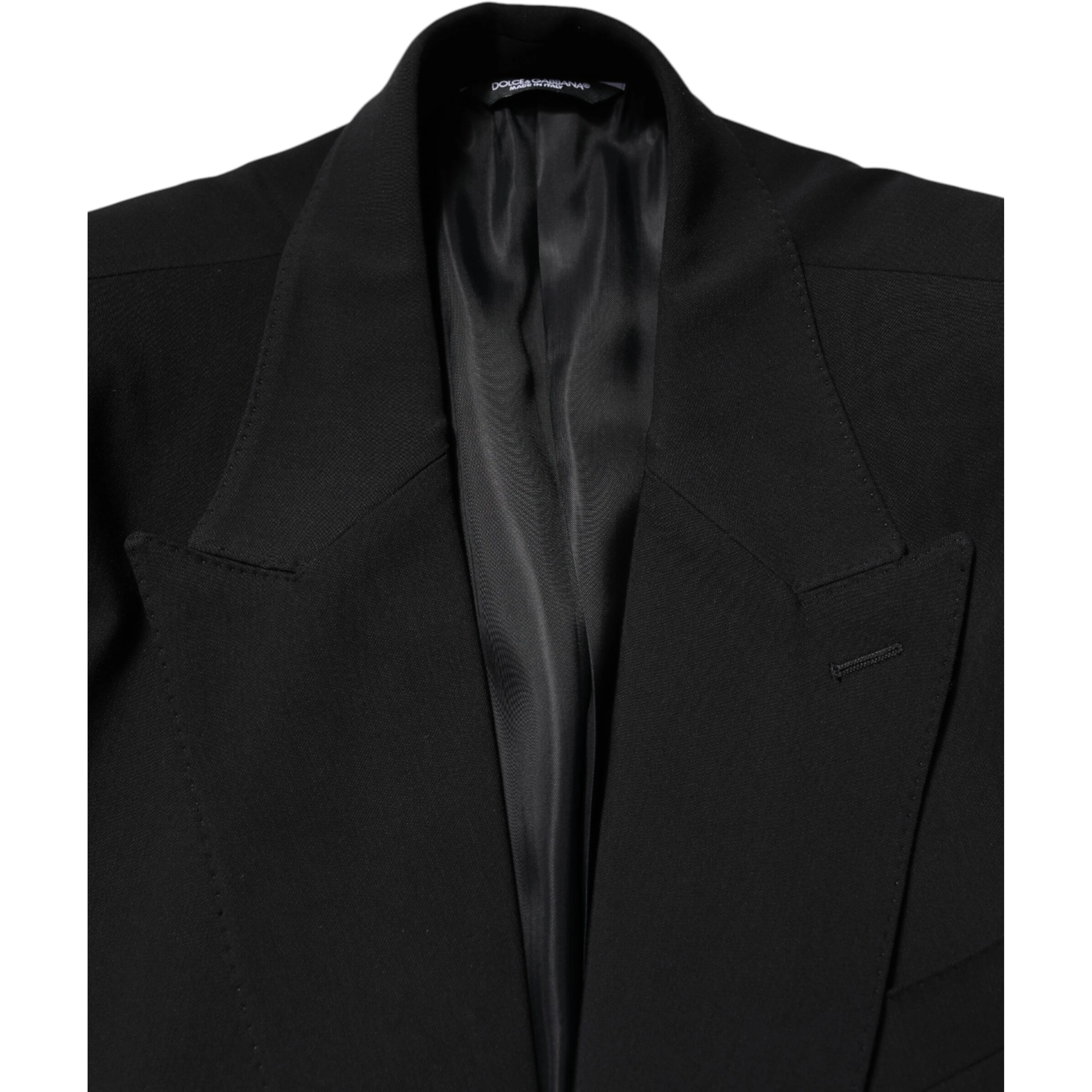 Black Cotton Single Breasted 2 Piece Suit