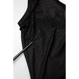 Black Nylon Sleeveless Round Neck Tank Top