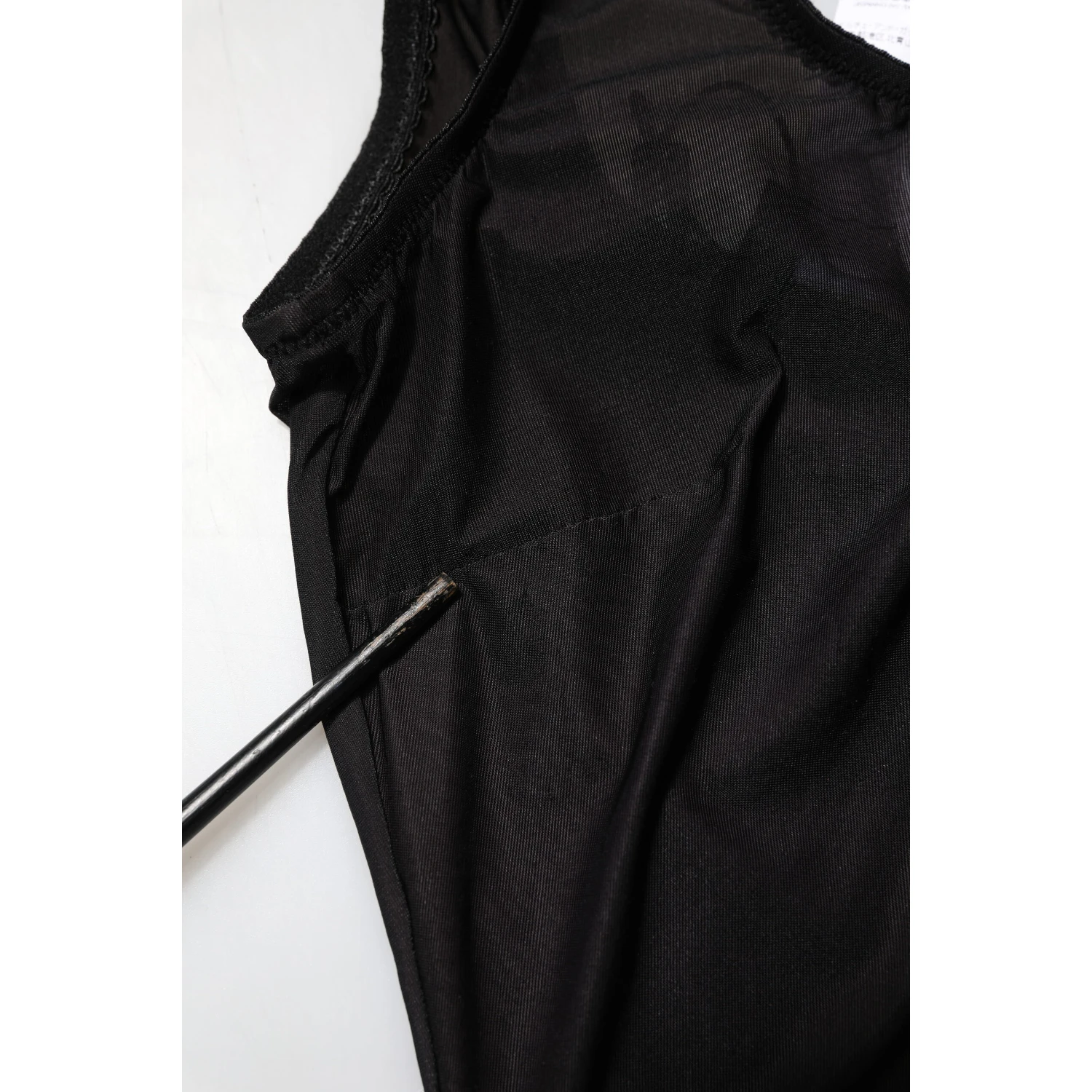 Black Nylon Sleeveless Round Neck Tank Top