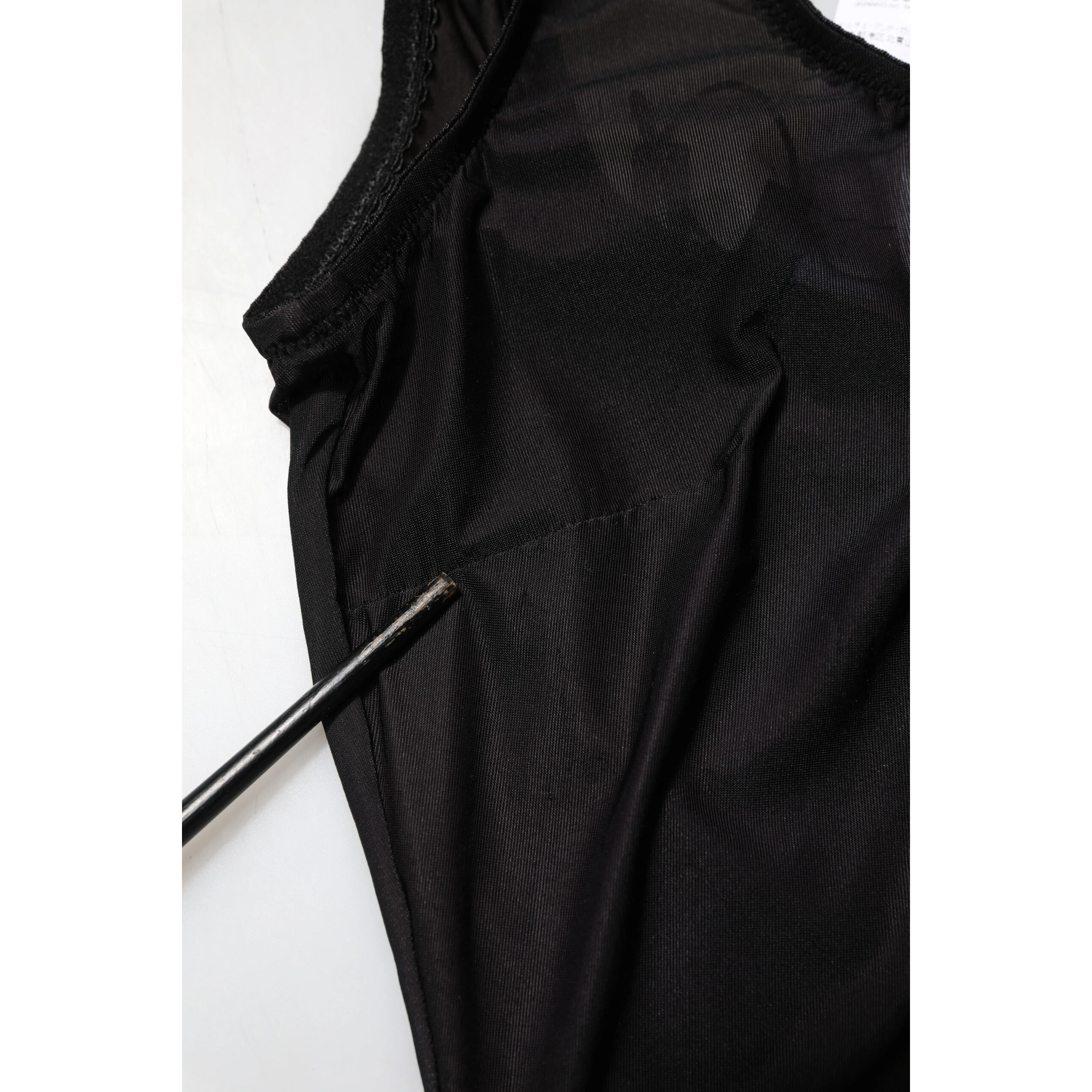 Black Nylon Sleeveless Round Neck Tank Top