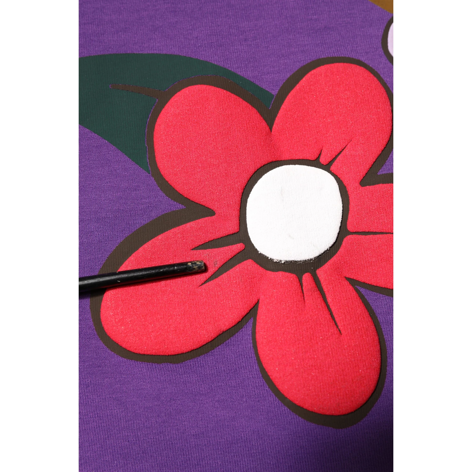Purple Floral Print Cotton Long Sleeves Top