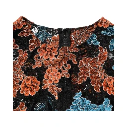 Multicolor Floral Embroidery Shift Mini Dress