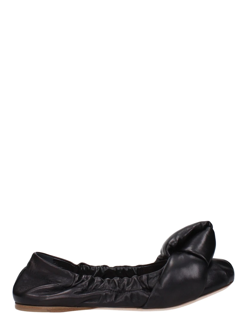 Black Leather Ballet Flats
