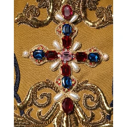 Yellow Crystal Cross Runway Vest Jacket Top