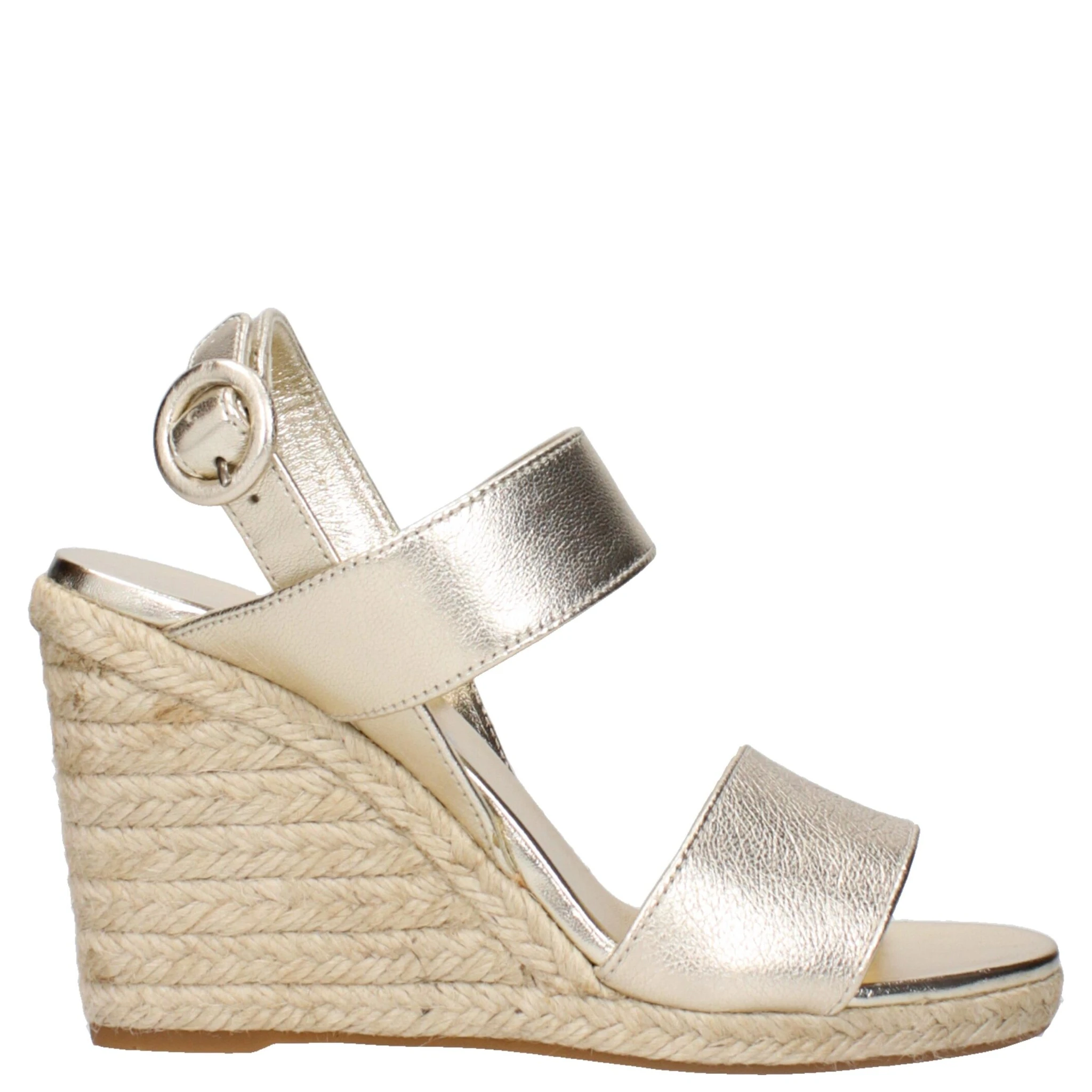 Gold Leather Wedge Sandals