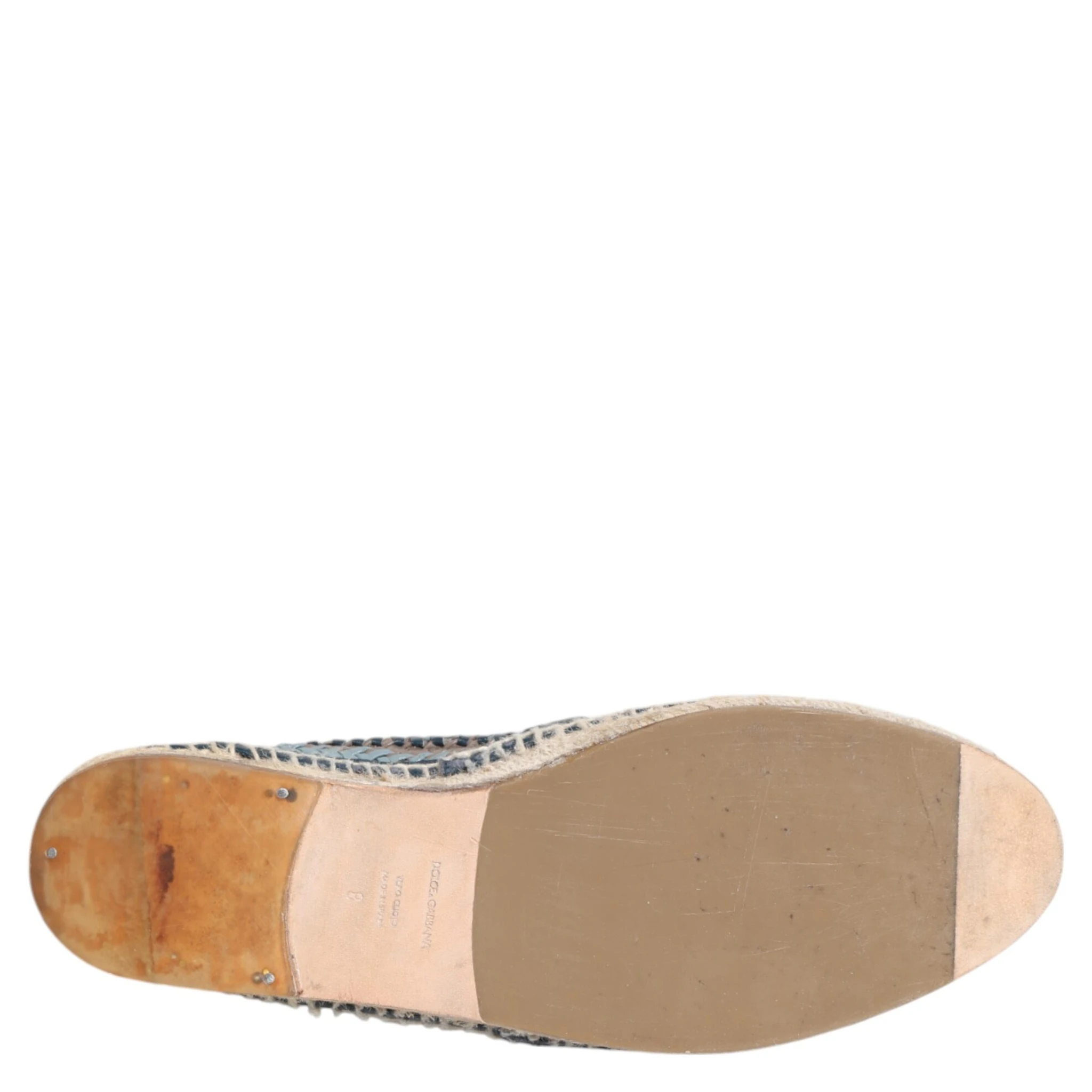 Blue Gray Woven Leather Buffalo Espadrille Shoes