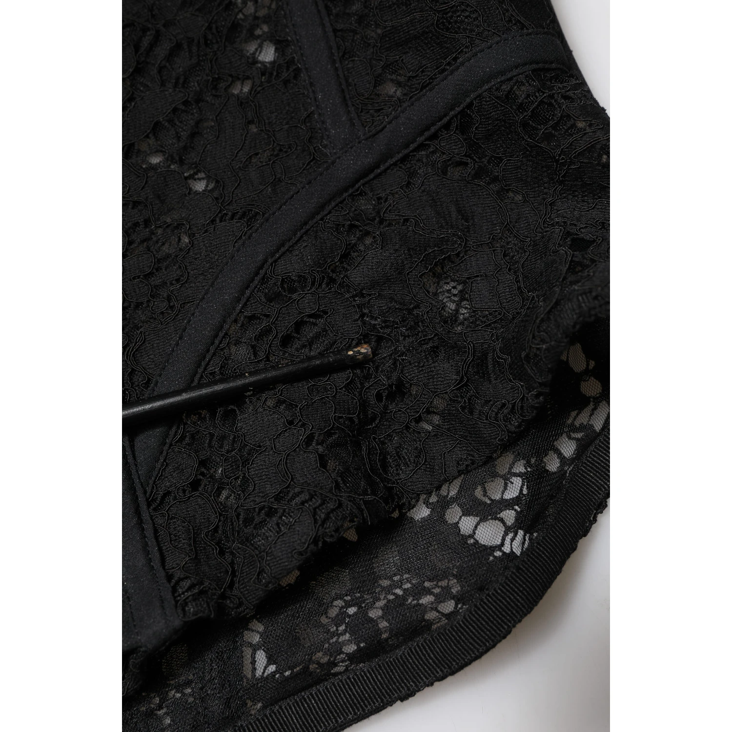 Black Strapless Floral Lace Bustier Cropped Top