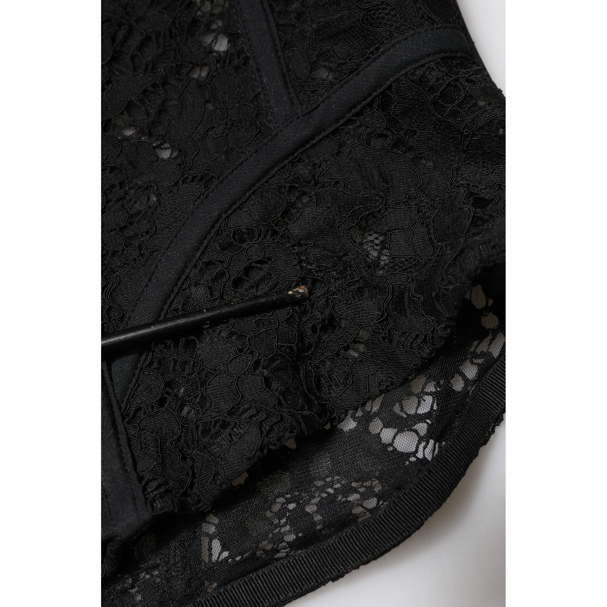 Black Strapless Floral Lace Bustier Cropped Top
