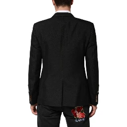 Black Bee Crown Embellished Suit Coat Blazer