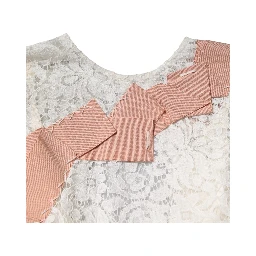 White Floral Lace Short Sleeves Blouse Top