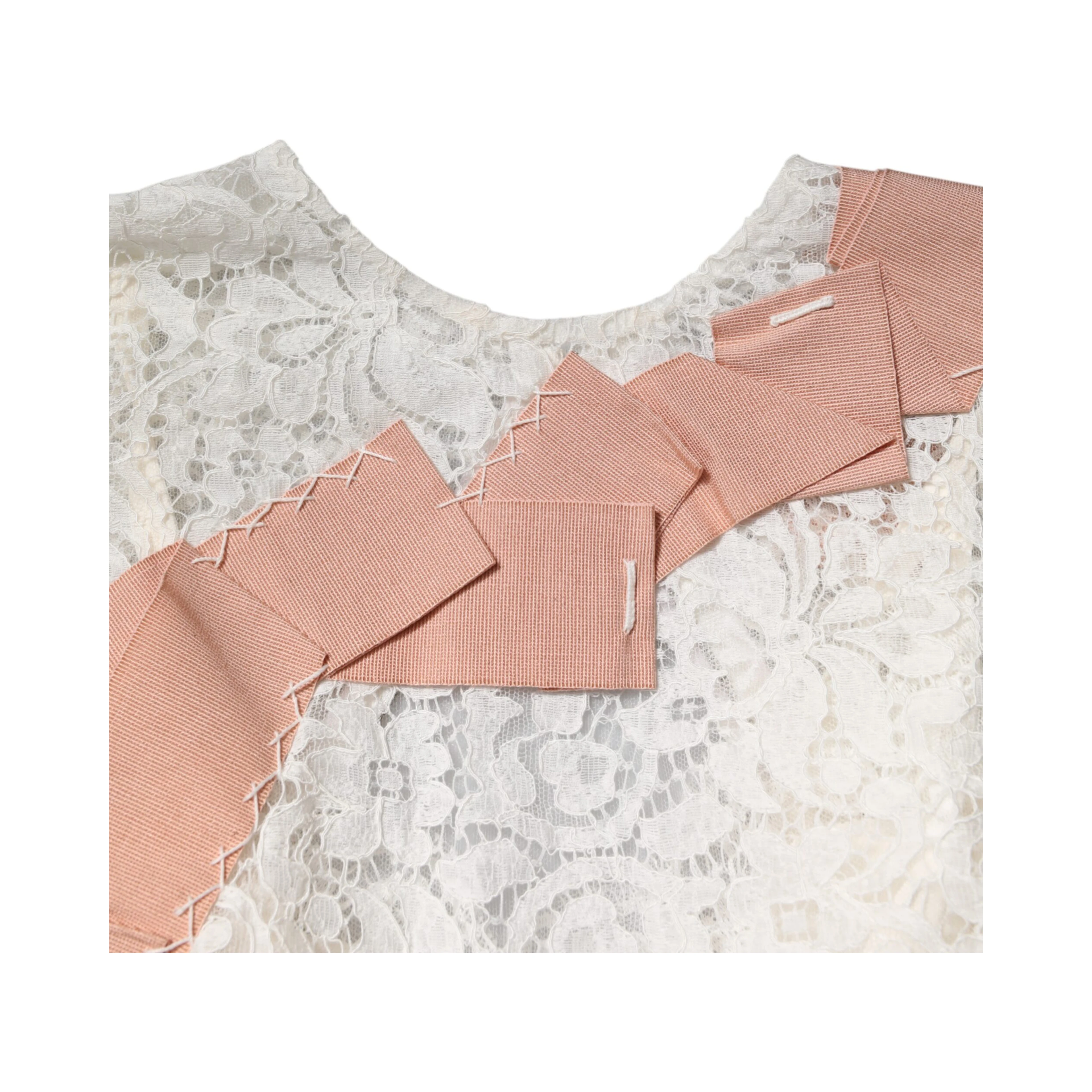 White Floral Lace Short Sleeves Blouse Top