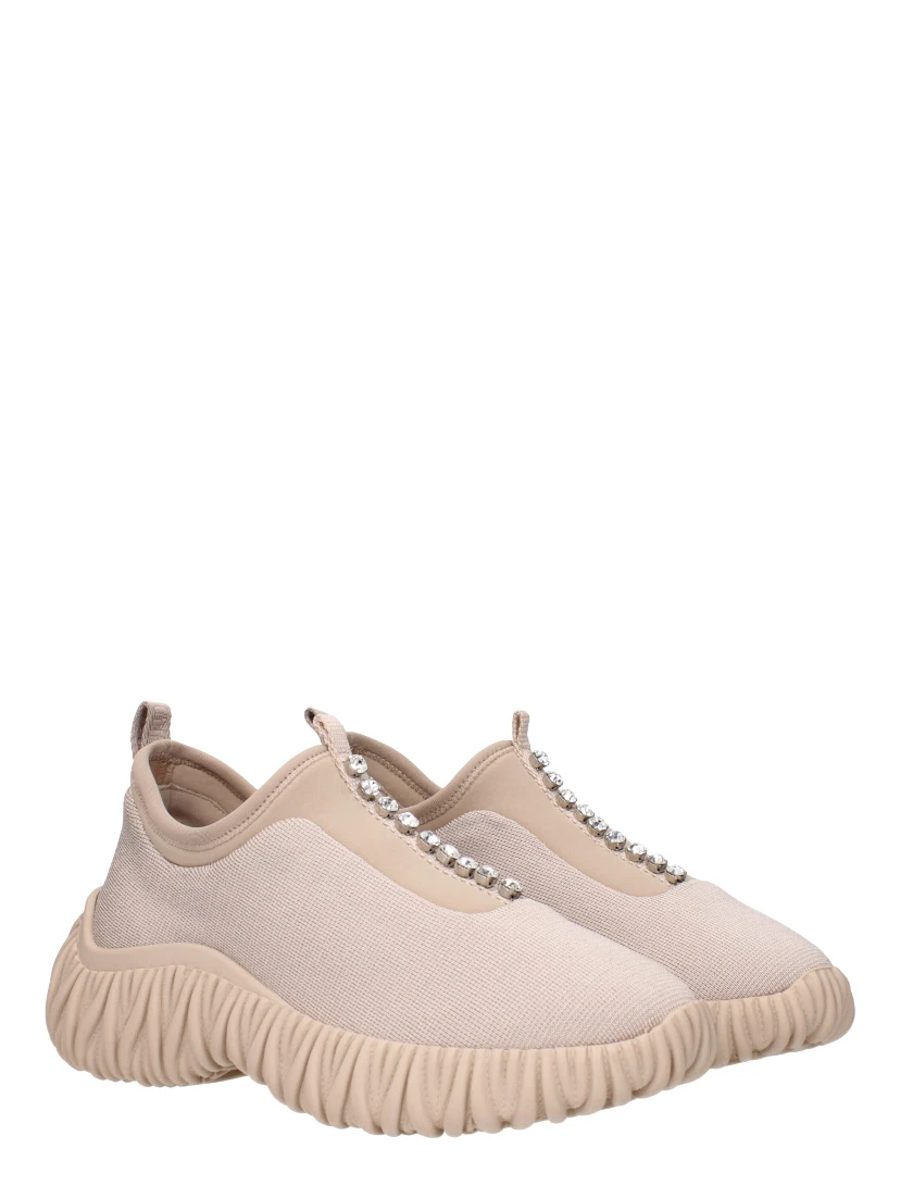 Beige Fabric Sneakers