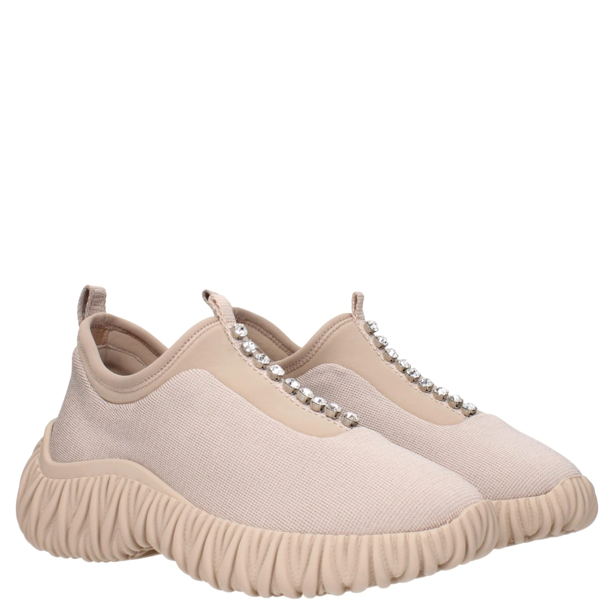 Beige Fabric Sneakers