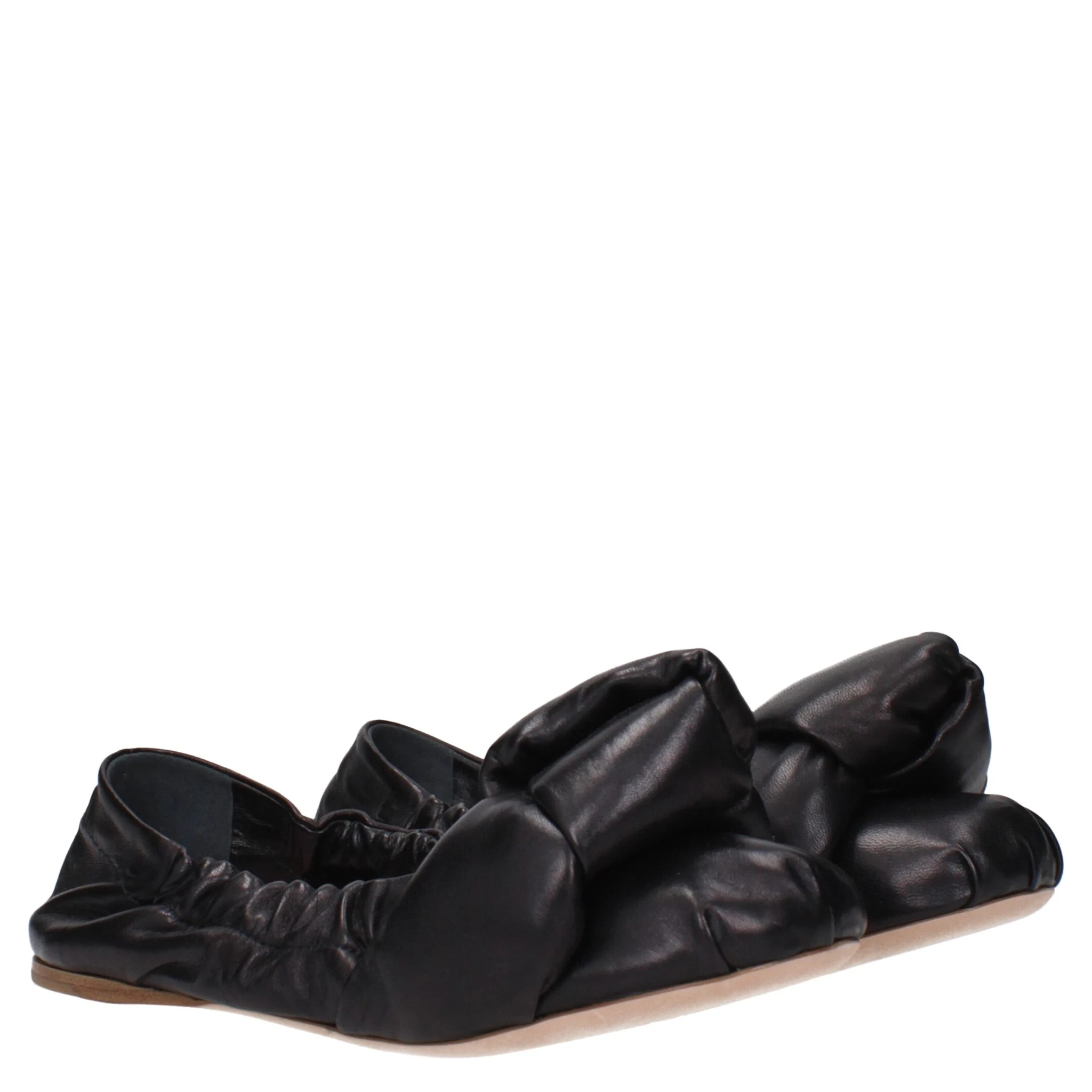 Black Leather Ballet Flats