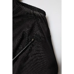 Black Nylon Sleeveless Round Neck Tank Top