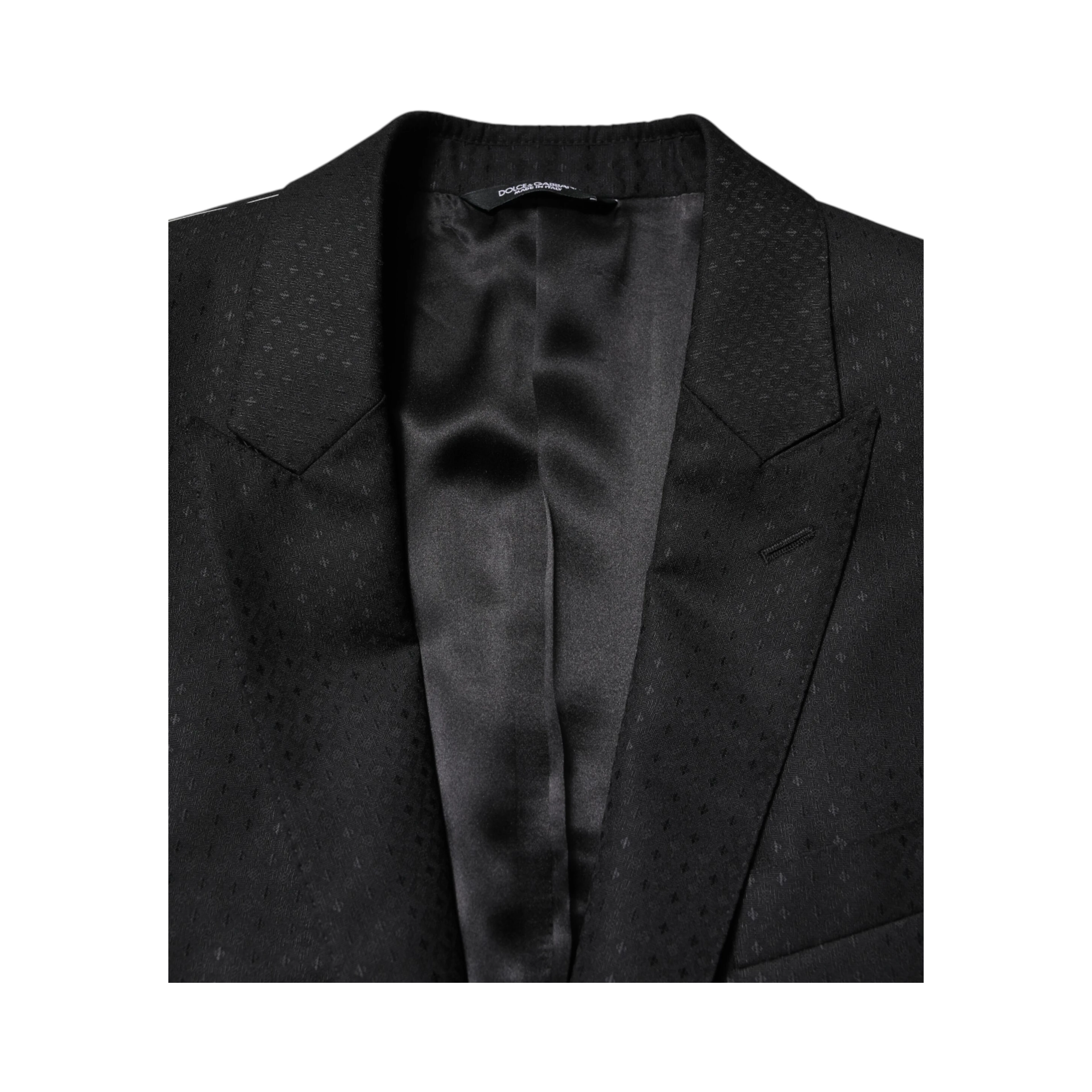 Black Jacquard Single Breasted 2 Piece Suit