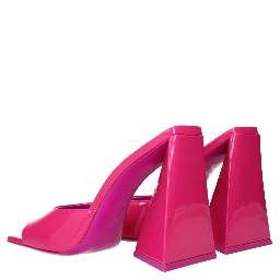 Pink Leather Platform Sandals