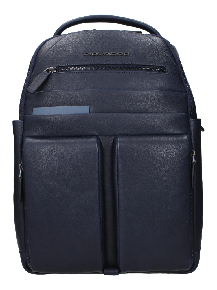 Blue Leather Backpack