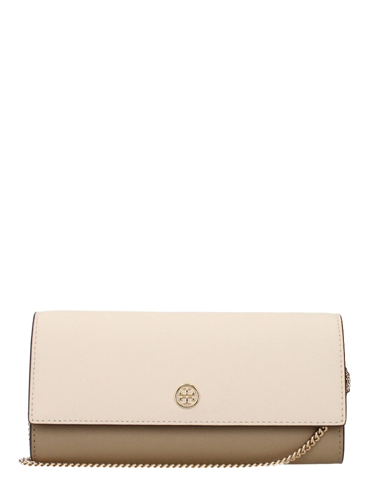 Beige Leather Clutch Bag