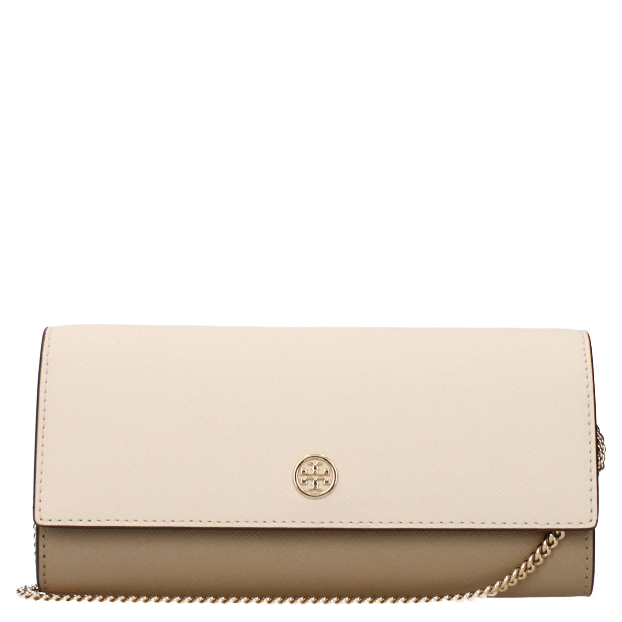 Beige Leather Clutch Bag